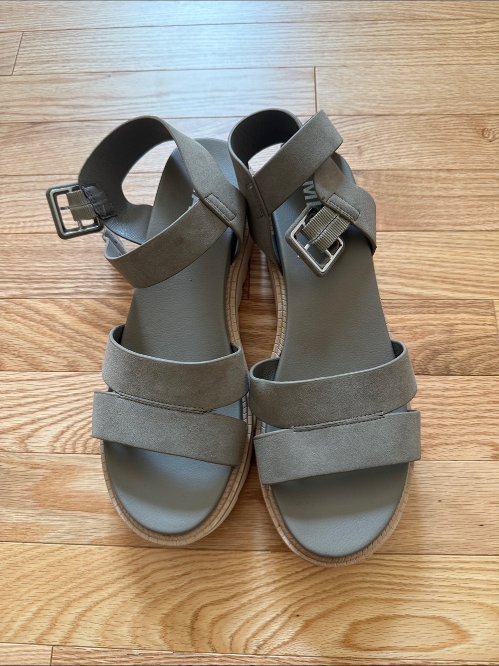 MIA Women's Taupe Strappy Buckle Sandals